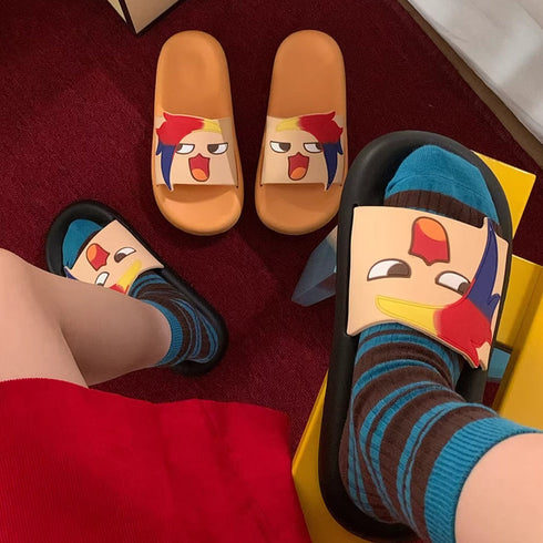 Quirky Cartoon Face Thick Slides