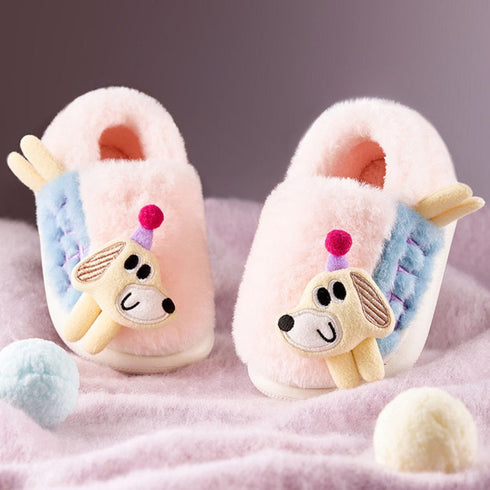 Fuzzy Puppy Party Hat Slippers