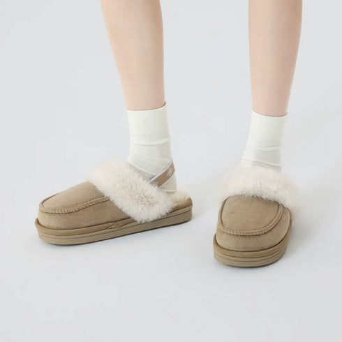 Plush Suede Slingback Platform Slippers