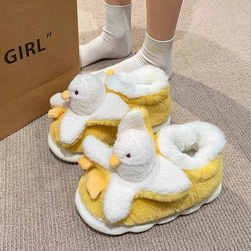 Whimsical Duck Plush Winter Slippers