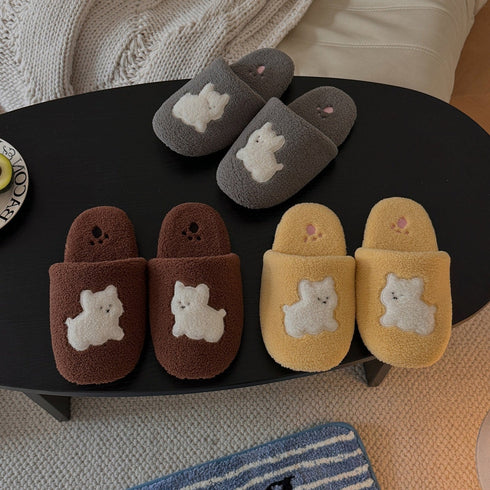 Cozy Fleece Puppy Patch Slippers