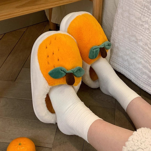 Whimsical Fruit Decor Fuzzy Slippers