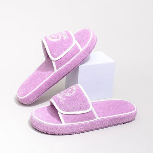 Chunky Terry Cloth Platform Slides