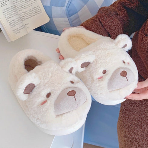 Bear Ears Plush House Slippers