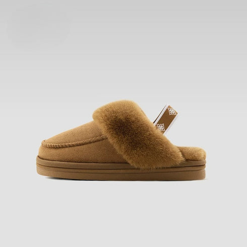 Plush Suede Slingback Platform Slippers