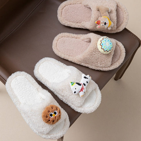 Puppy Donut Plush Home Slippers