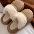 Woven Trim Fuzzy Band Slippers