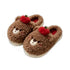 Apple Bear Fuzzy Platform Slippers