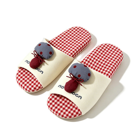 Plump Mushroom Plaid House Slides