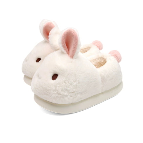 Fluffy Bunny Ear Platform Slippers