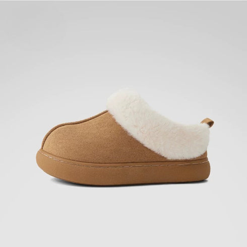Chunky Platform Fleece Collar Slippers