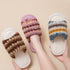 Striped Fuzzy Open-Toe Slippers