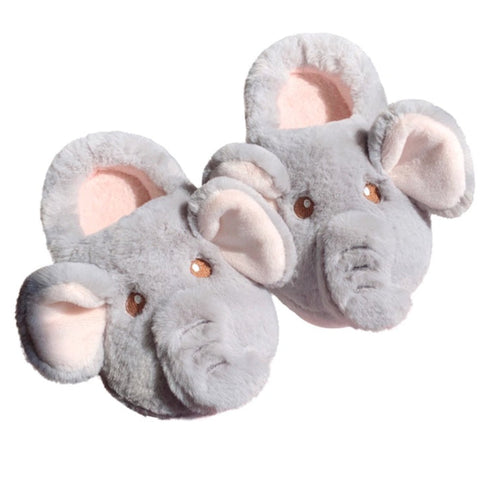 Whimsical 3D Elephant Plush Slippers