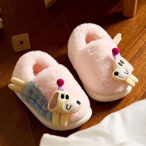 Fuzzy Puppy Party Hat Slippers