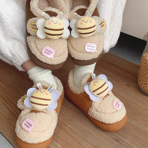 Buzzy Bee Sherpa Home Slippers