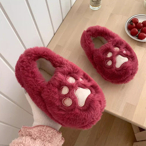 Fuzzy Cat Paw Plush Slippers