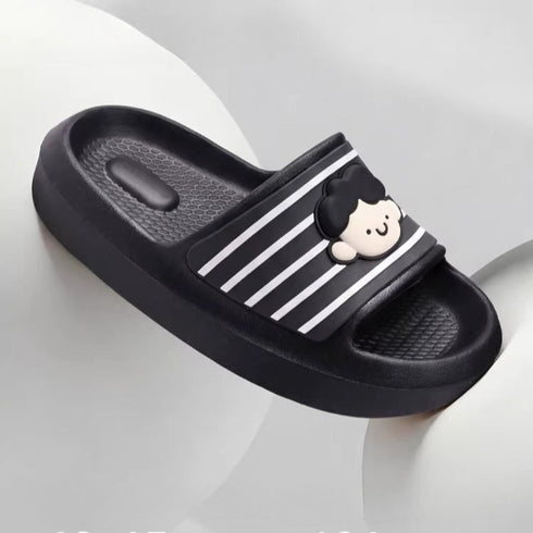 Cartoon Boy Face Striped Slides