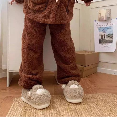 Fluffy Lamb Face Home Slippers
