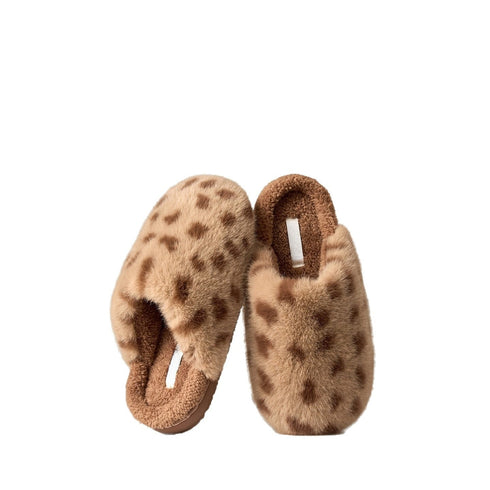 Fuzzy Spotted Indoor House Slippers