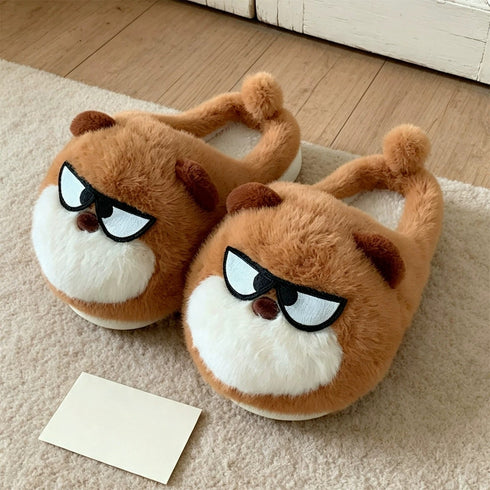 Sunglasses Puppy Face Plush Slippers