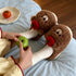 Apple Bear Fuzzy Platform Slippers