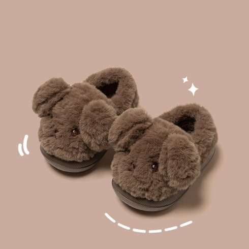 Fuzzy Cartoon Bow Winter Slippers
