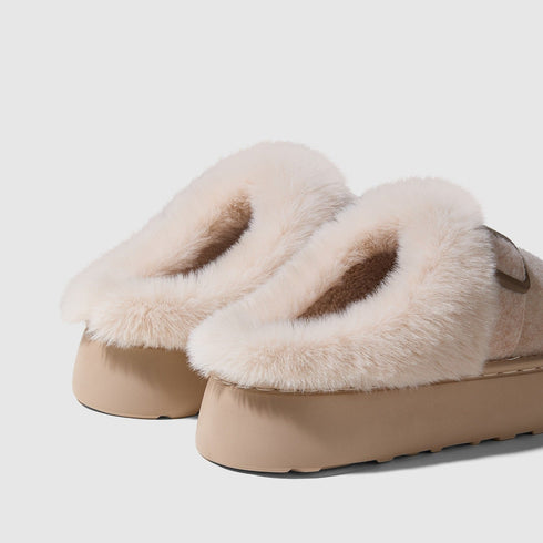 Fuzzy Buckle Platform Cozy Clogs