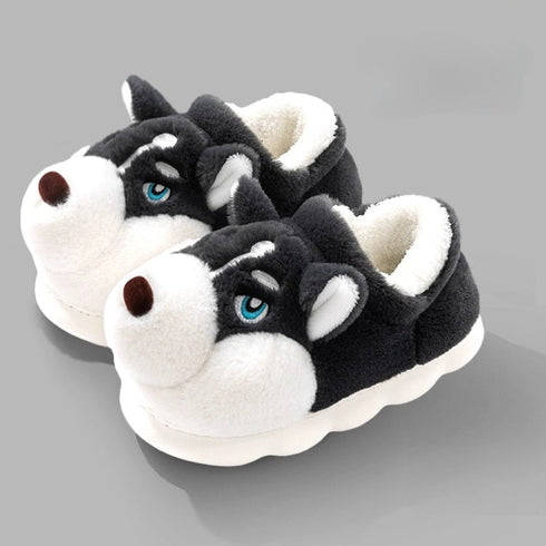 Goofy Husky Dog Plush Slippers