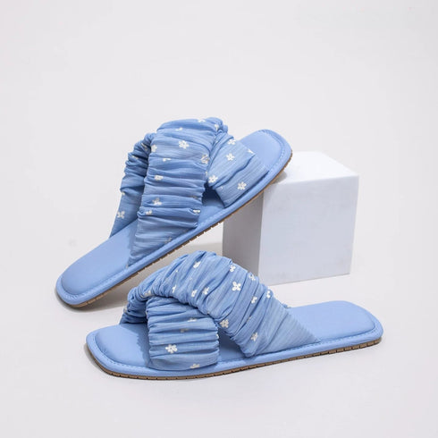 Breezy Floral Scrunch Indoor Slides