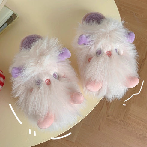 Fluffy Monster Face Slippers