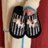 Striped Horse Patch Plush Slippers