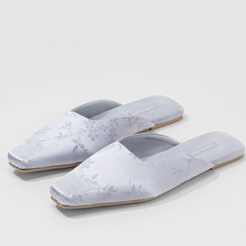 Pointed Bloom Embroidered House Mules