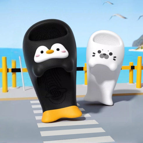 Playful Cartoon Penguin Cloud Slides
