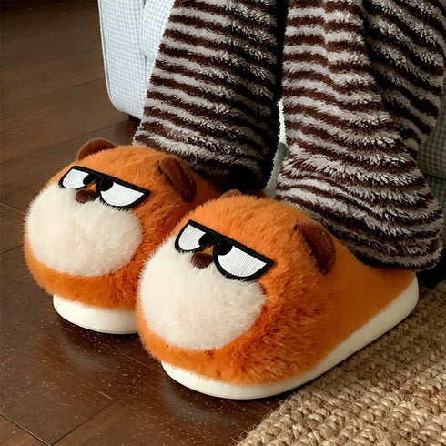 Sunglasses Puppy Face Plush Slippers