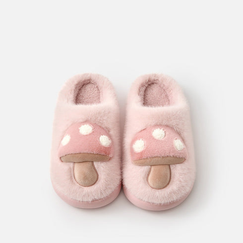 Spotted Mushroom Fuzzy House Slippers