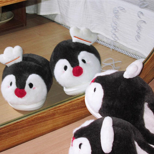 Chubby Penguin Chef Fuzzy Slippers