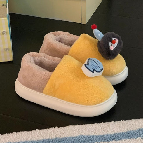 Playful Penguin Fish Fuzzy Slippers