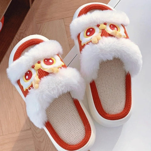 Lion Dance Plush Strap Slides