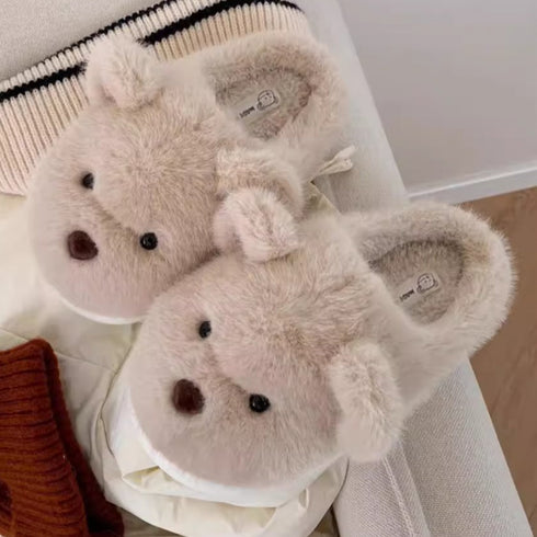 Teddy Ears Plush Home Slippers