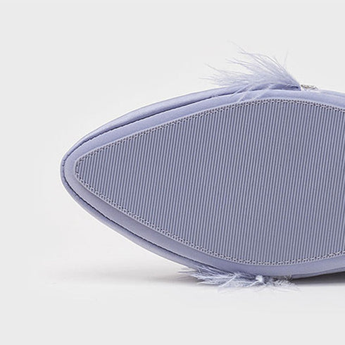 Chic Satin Feather Rhinestone Slides