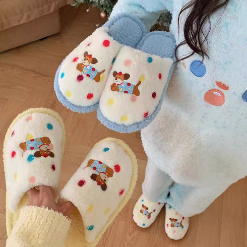 Dotted Pup Plush Home Slippers