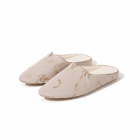 Elegant Satin Embroidered Home Slippers