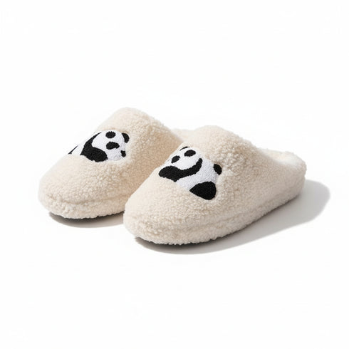 Fuzzy Panda Face Warm Slippers