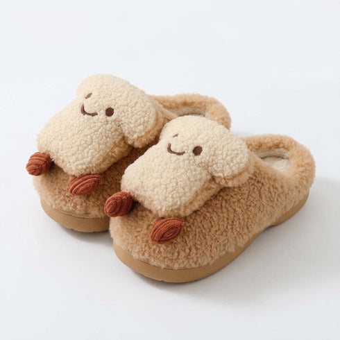 Smiley Toast Plush Fleece Slippers