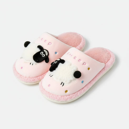 Fuzzy Sheep Applique Indoor Slippers