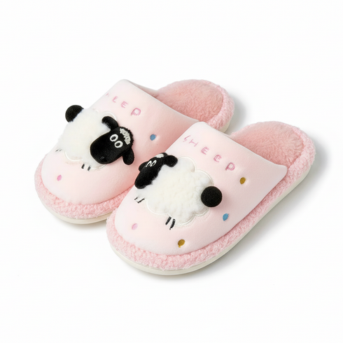 Fuzzy Sheep Applique Indoor Slippers