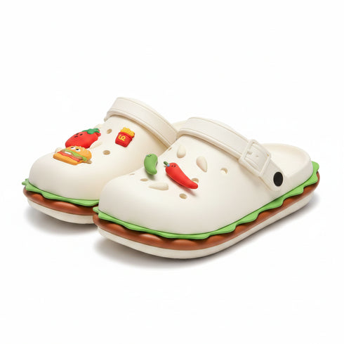 Novelty Burger Shaped Platform Clogs