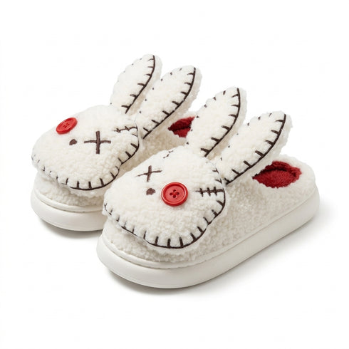 Stitched Patch Bunny Platform Slippers