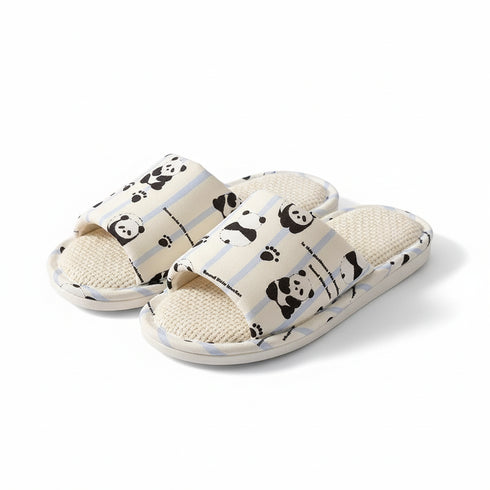 Panda Graphic Woven Insole Slides