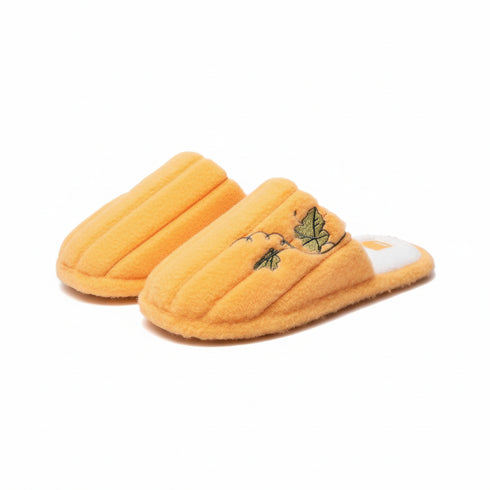 Cozy Leaf Embroidered Plush Slippers